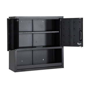 Mobile alto contenitore per garage con scaffale, nero