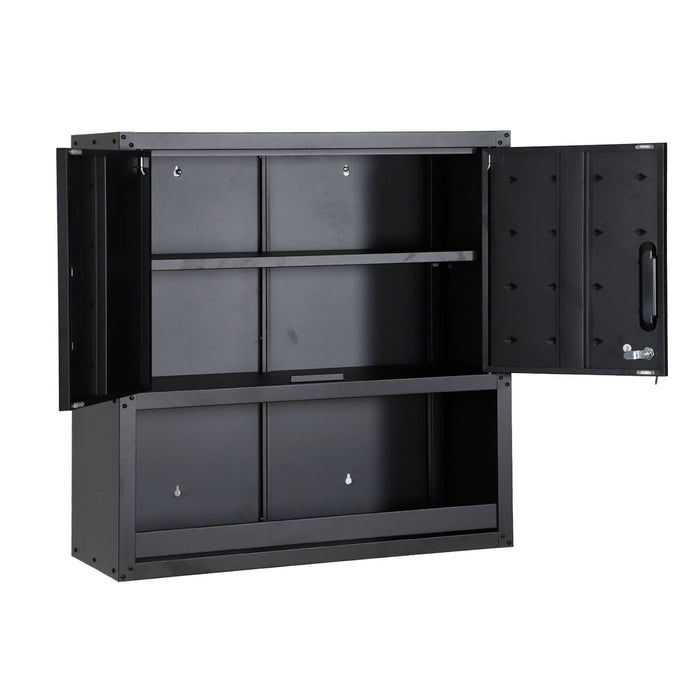 Mobile alto contenitore per garage con scaffale, nero