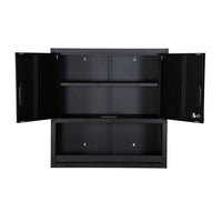 Mobile alto contenitore per garage con scaffale, nero