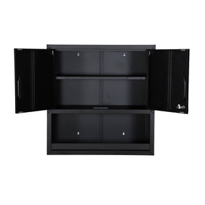 Mobile alto contenitore per garage con scaffale, nero