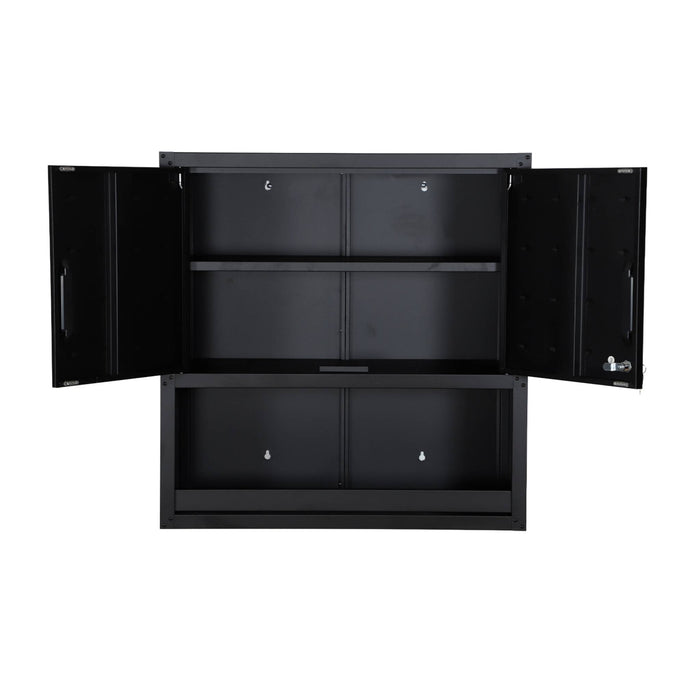 Mobile alto contenitore per garage con scaffale, nero