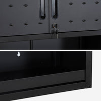 Mobile alto contenitore per garage con scaffale, nero