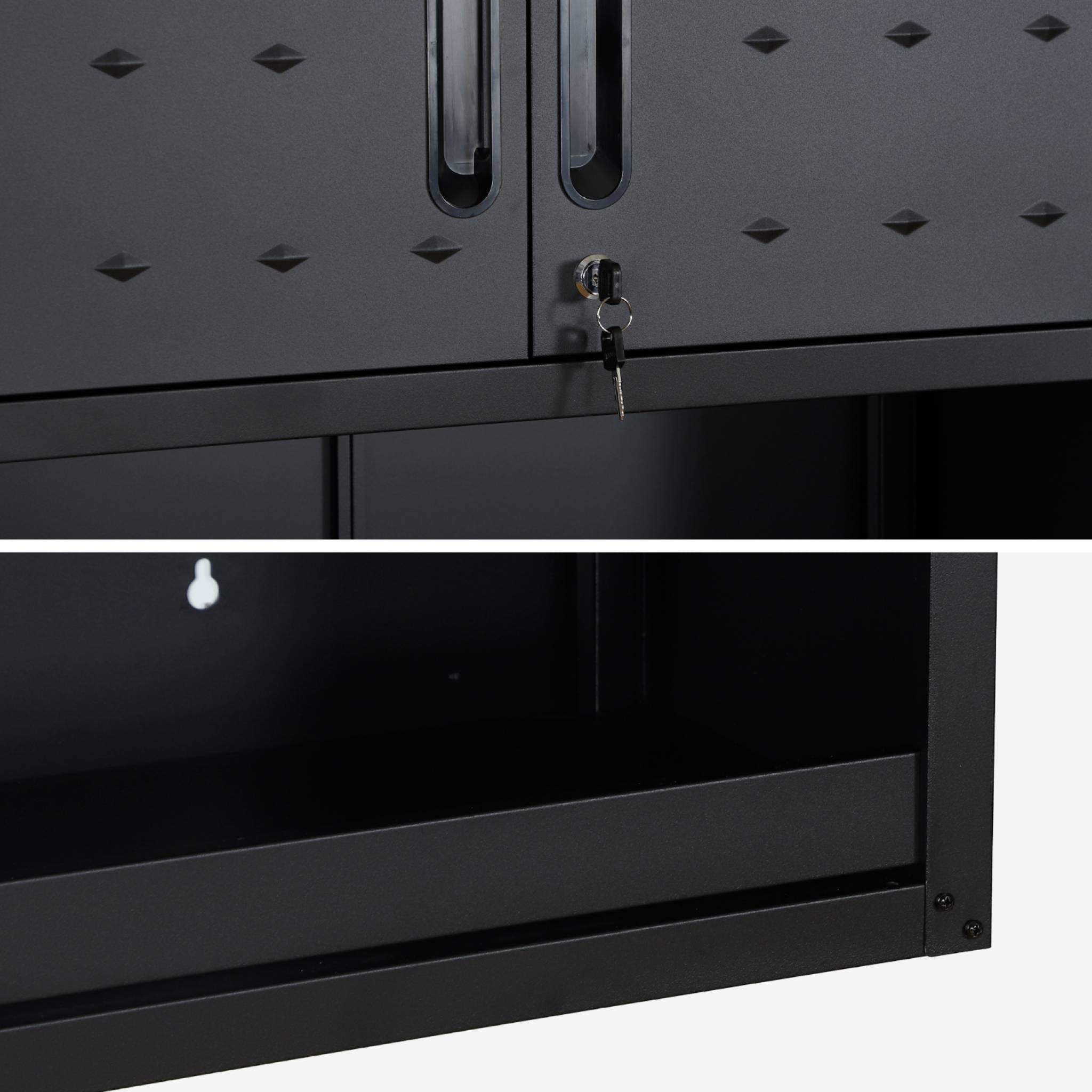 Mobile alto contenitore per garage con scaffale, nero