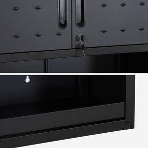 Mobile alto contenitore per garage con scaffale, nero