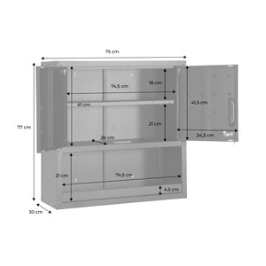 Mobile alto contenitore per garage con scaffale, nero