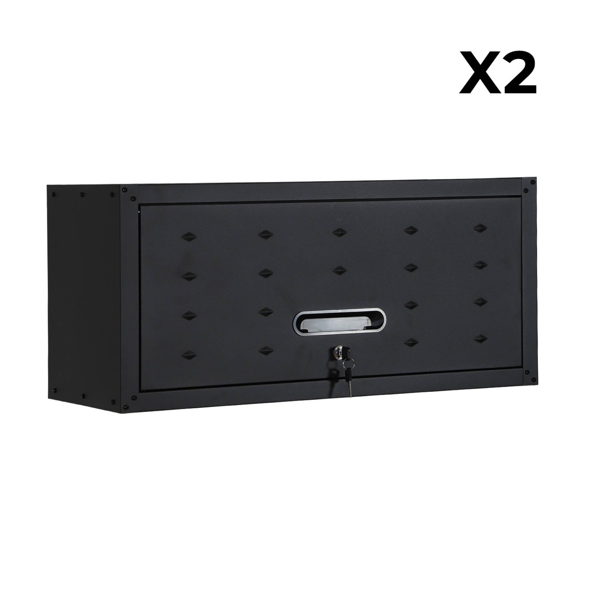 Set di 2 mobili contenitori alti per garage, nero