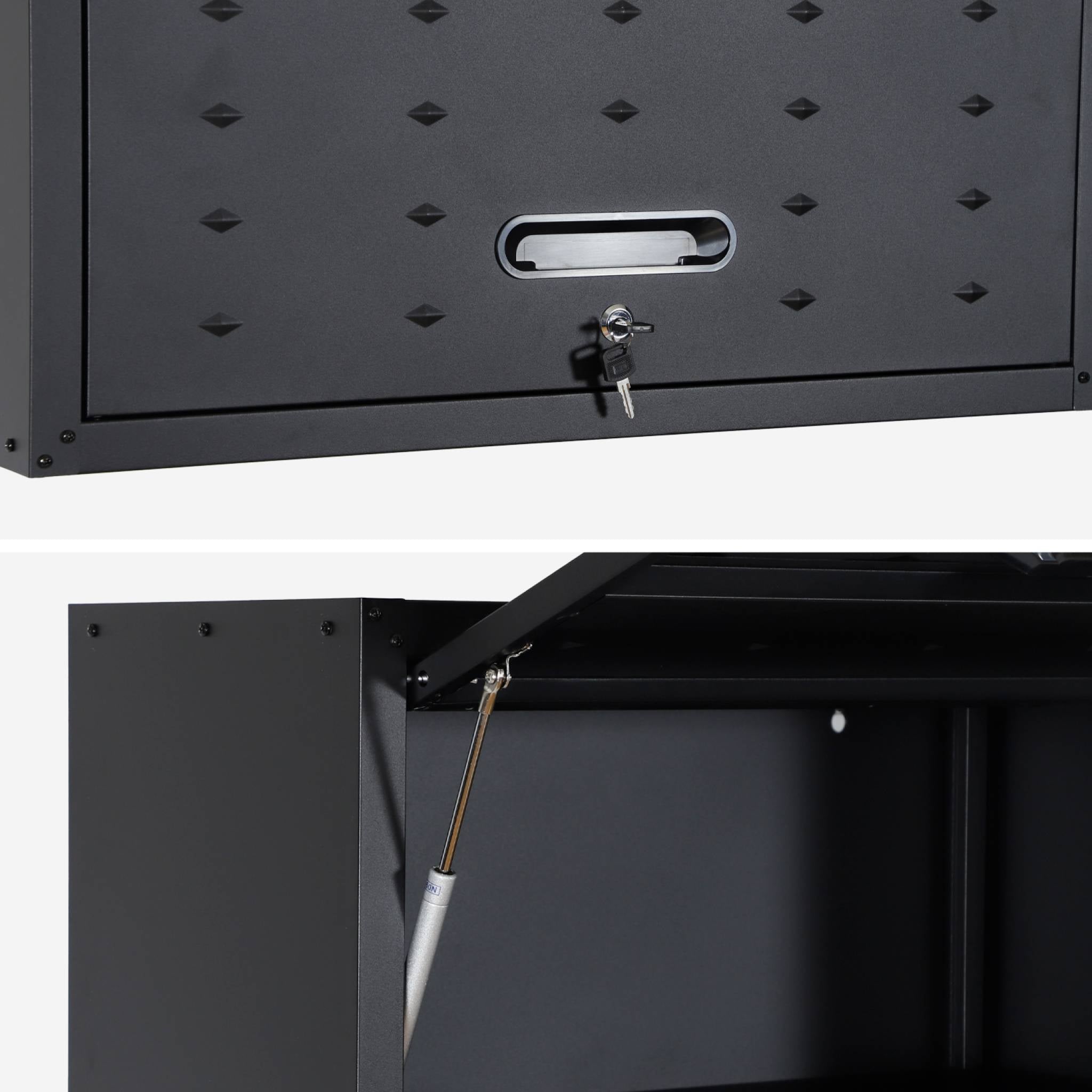 Set di 2 mobili contenitori alti per garage, nero