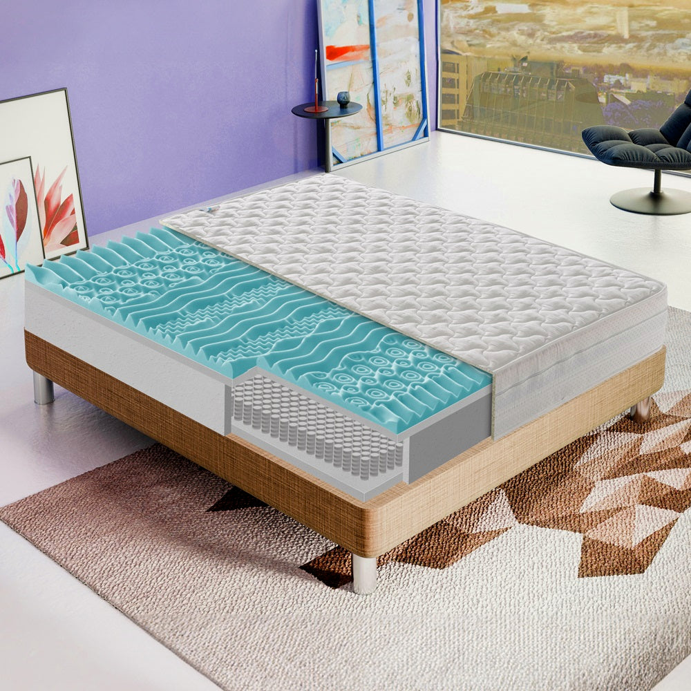 Materasso Singolo 80x200 Molle Insacchettate e Memory Foam - Alto 24 cm - IGNIFUGO - 5 cm memory