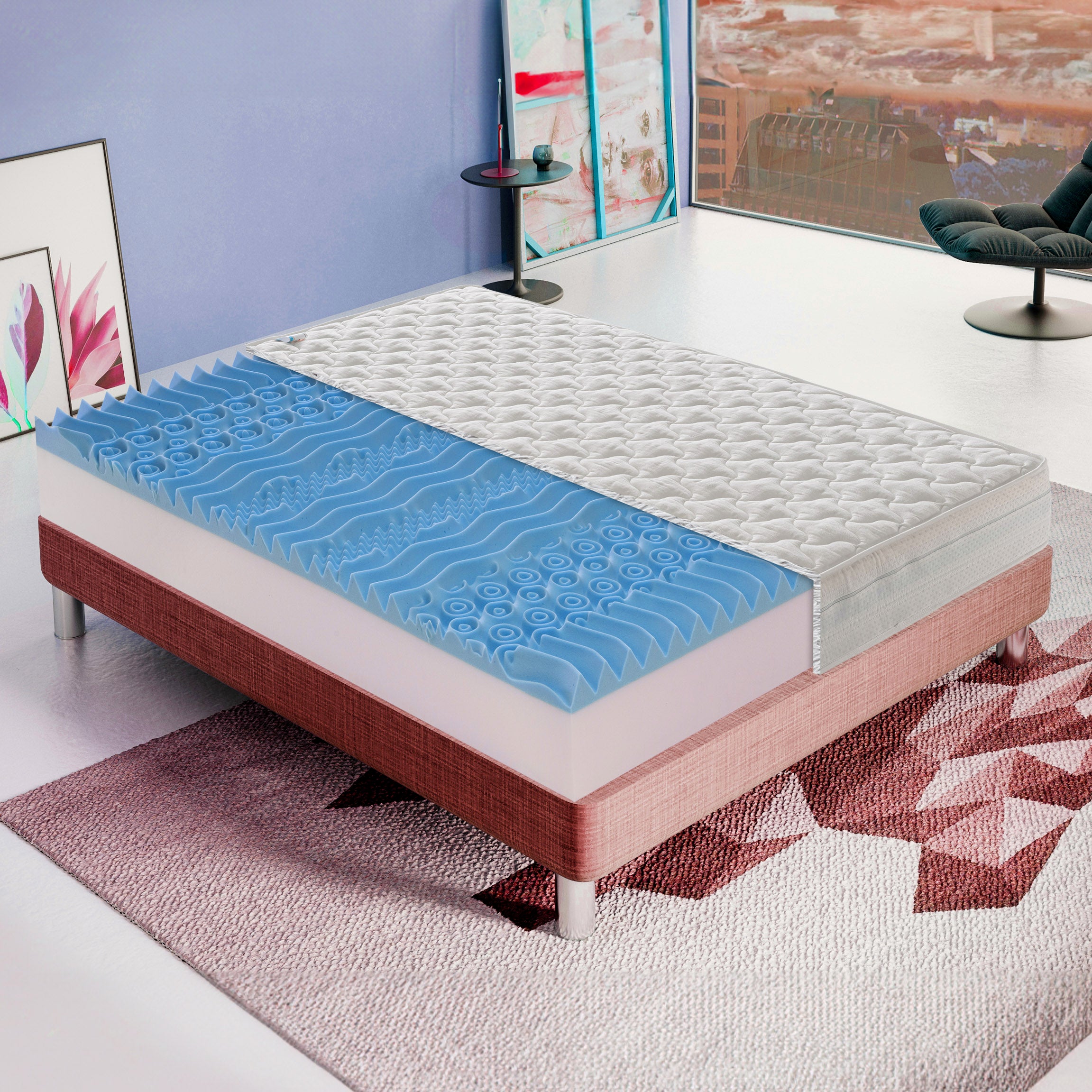 Materasso Piazza e Mezza 120x200 In Memory Foam – Alto 25 cm – IGNIFUGO Classe 1 M – Sfoderabile – 9 Zone di comfort