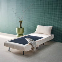 Poltrona letto bouclé con base in legno 1 posto, crema