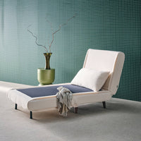 Poltrona letto bouclé con base in legno 1 posto, crema