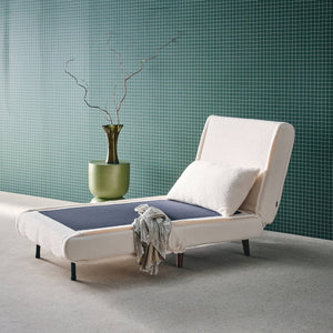 Poltrona letto bouclé con base in legno 1 posto, crema