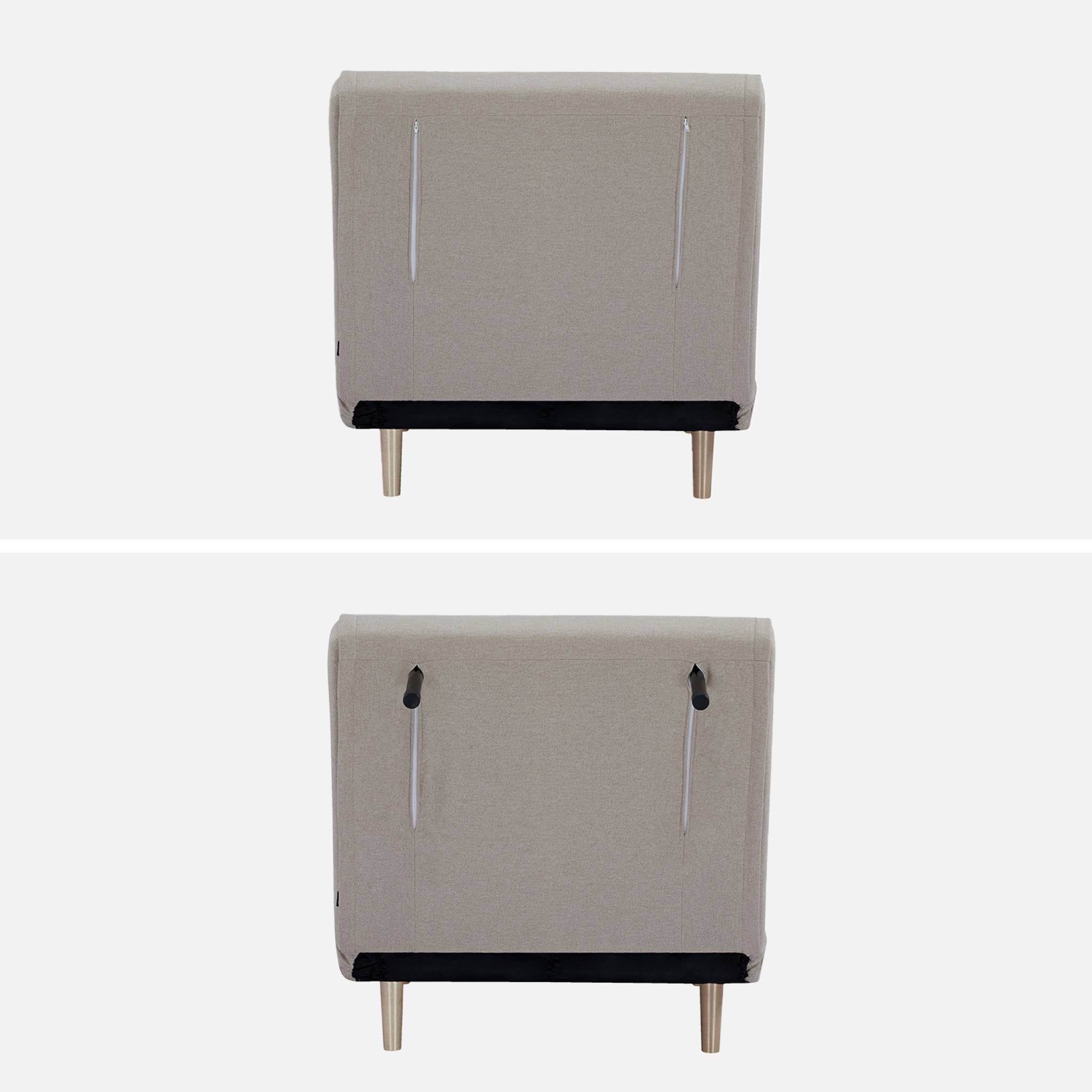 Poltrona letto convertibile tessuto con piedi in legno 1 posto, beige