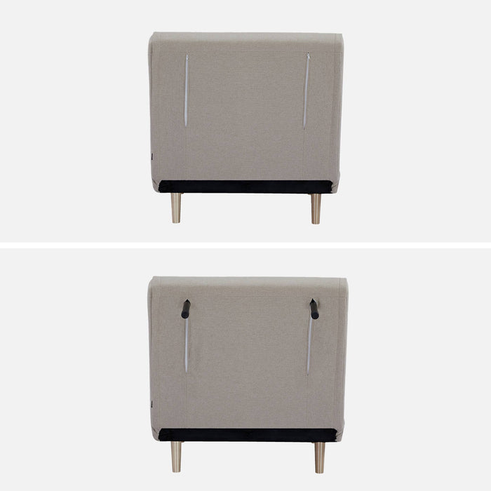 Poltrona letto convertibile tessuto con piedi in legno 1 posto, beige