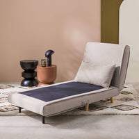 Poltrona letto convertibile tessuto con piedi in legno 1 posto, beige