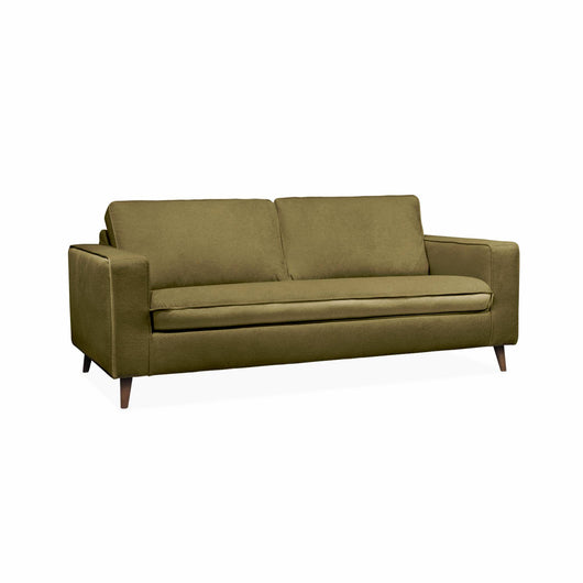 Divano letto convertibile 3 posti tessuto con materasso, verde oliva