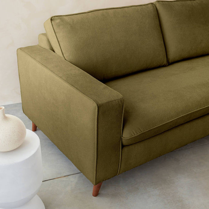 Divano letto convertibile 3 posti tessuto con materasso, verde oliva