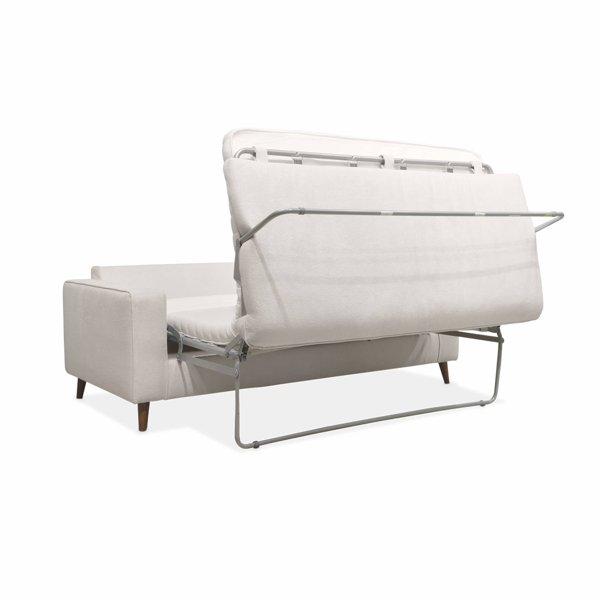 Divano letto convertibile 3 posti tessuto con materasso, avorio