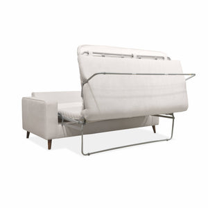 Divano letto convertibile 3 posti tessuto con materasso, avorio