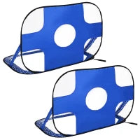 Set di 2 Porte da Calcio per Bambini con Bersaglio Pieghevoli, 123x80x80 cm, Blu