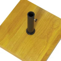 Base per Ombrellone da 25kg in Metallo e Cemento con Ruote ed Effetto Legno, 45x45x36.5cm, Giallo