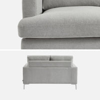 Divano 2 posti tessuto semplice, grigio chiaro