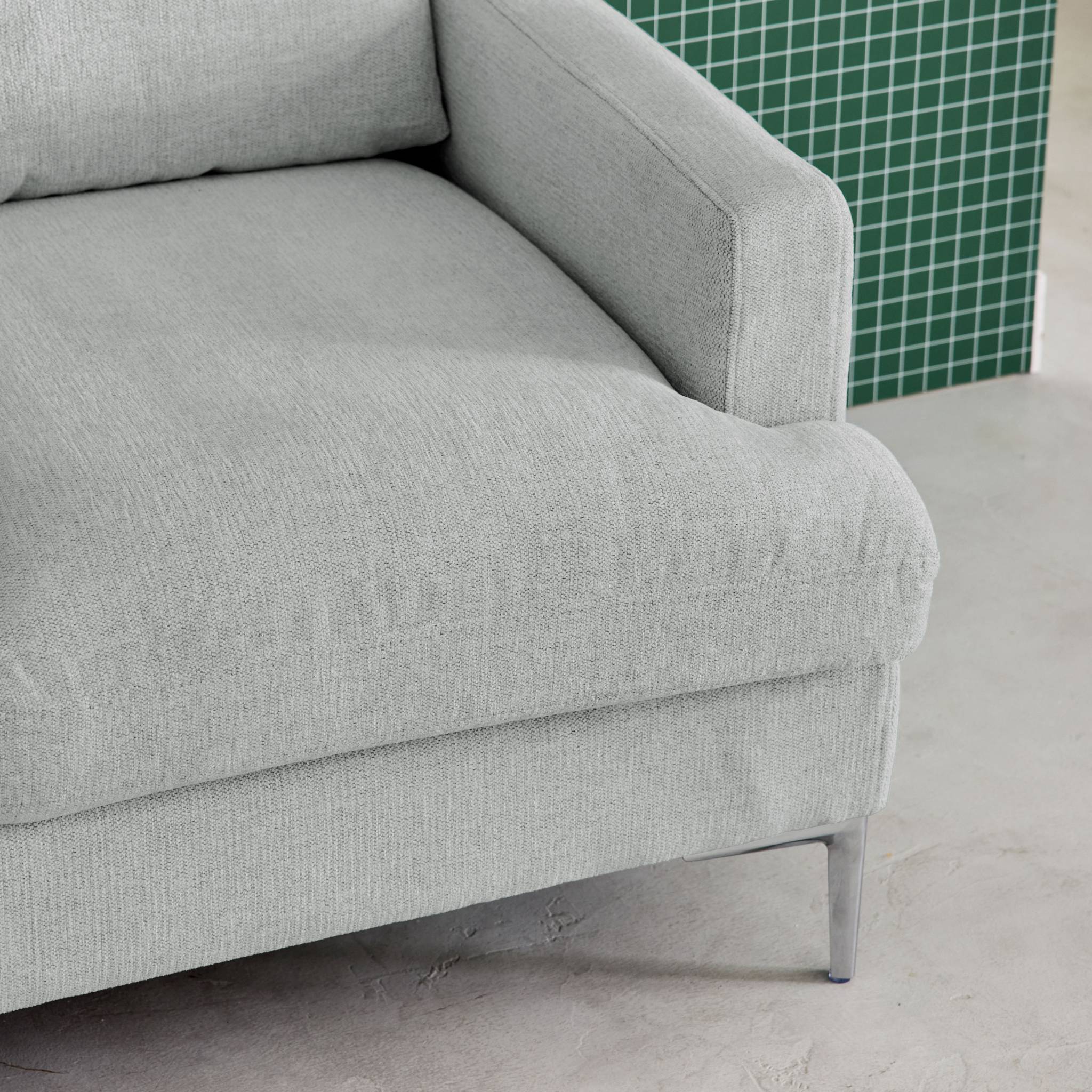 Divano 2 posti tessuto semplice, grigio chiaro