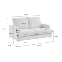 Divano 2 posti tessuto semplice, grigio chiaro