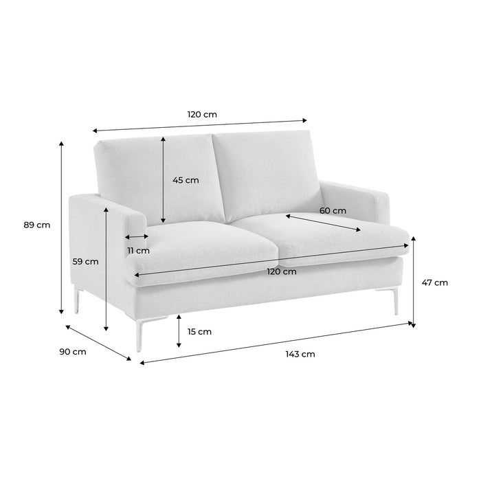 Divano 2 posti tessuto semplice, bianco sporco