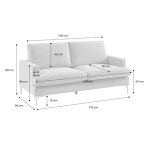Divano 3 posti tessuto semplice, bianco sporco