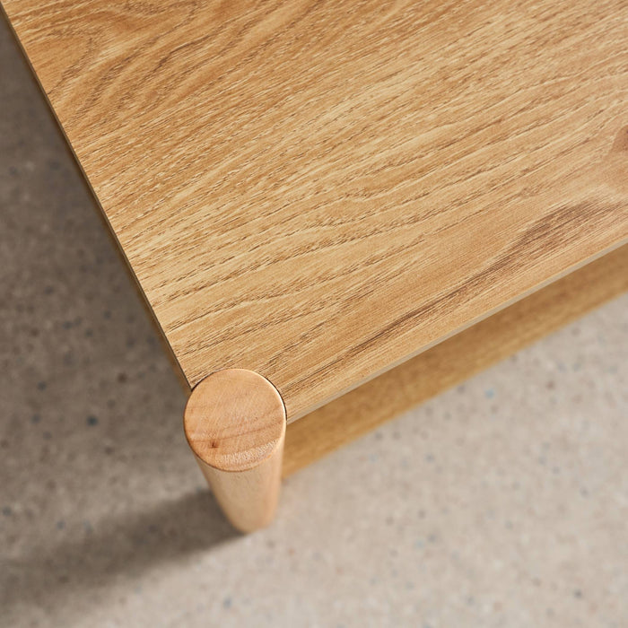 Tavolino rettangolare decorazione legno doppio ripiano, marrone