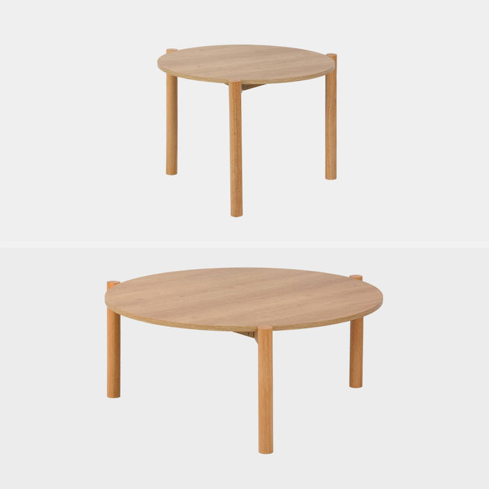 Tavolini impilabili rotondi effetto legno, marrone naturale