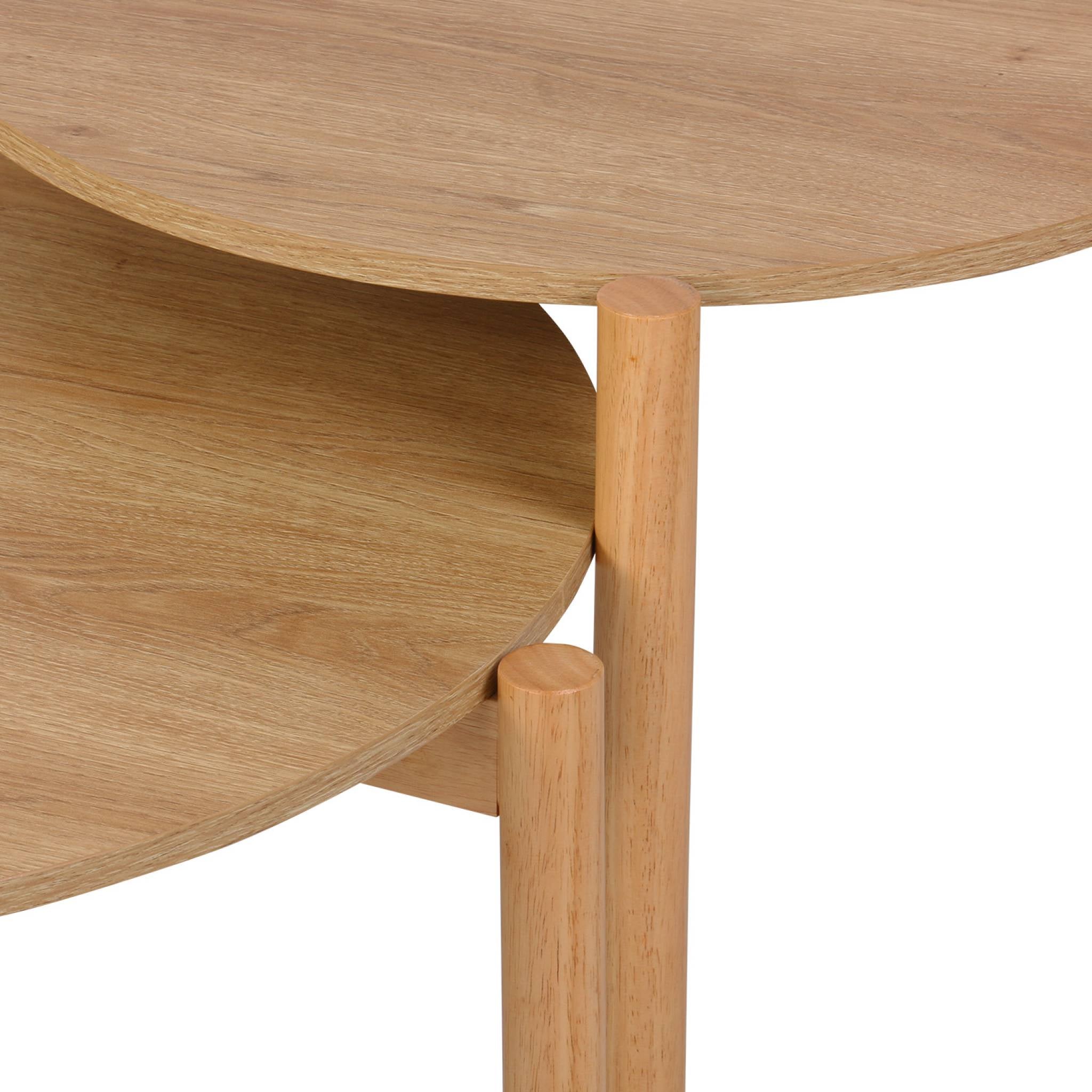 Tavolini impilabili rotondi effetto legno, marrone naturale