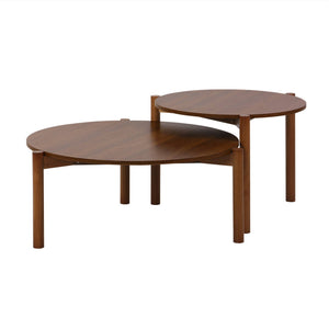 Tavolini impilabili rotondi effetto legno, marrone