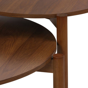 Tavolini impilabili rotondi effetto legno, marrone