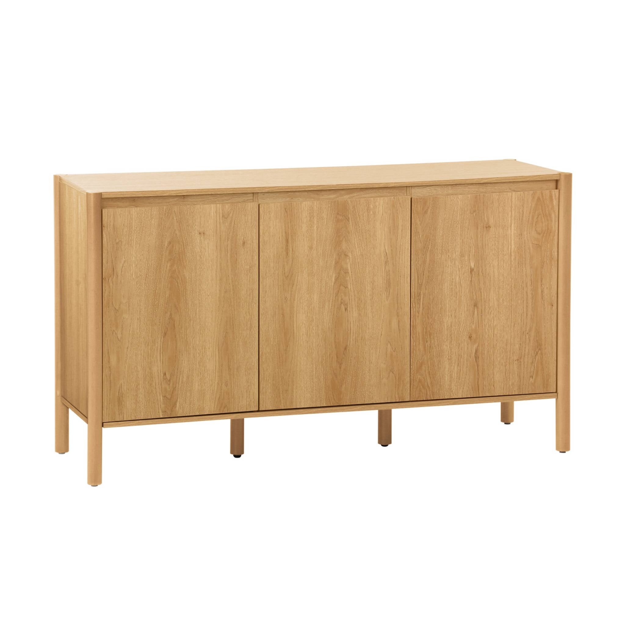 Credenza decorazione legno 3 ante 140cm, marrone naturale
