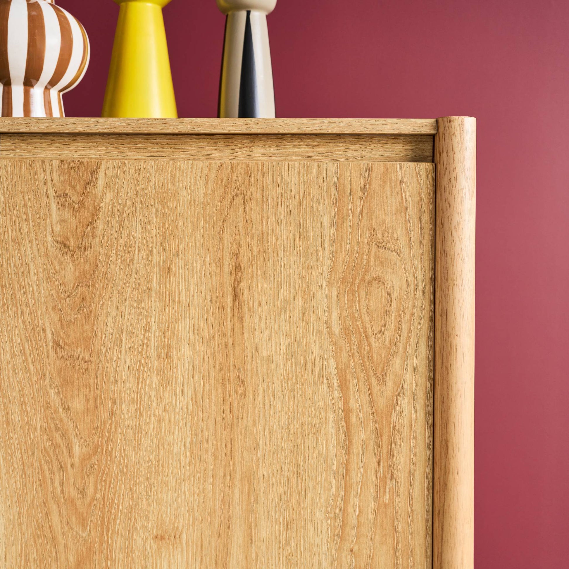 Credenza decorazione legno 3 ante 140cm, marrone naturale