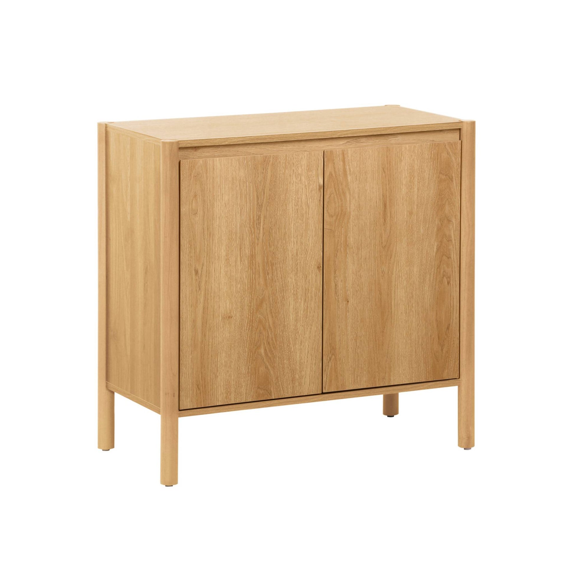 Credenza decorazione legno 2 ante 80cm, marrone naturale