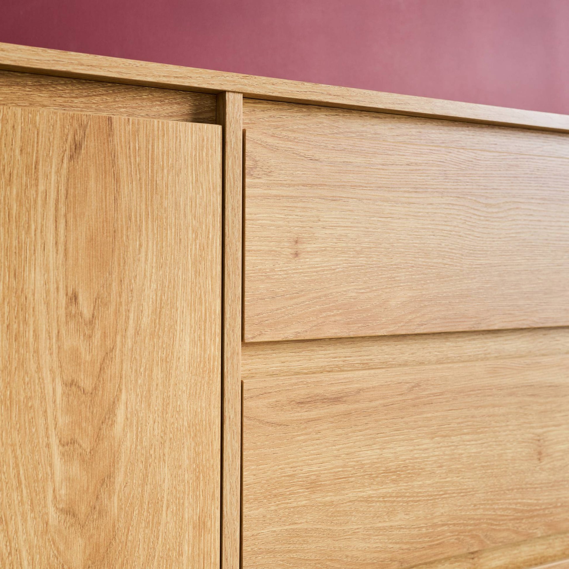 Credenza decorazione legno 2 ante 3 cassetti 150cm, marrone naturale