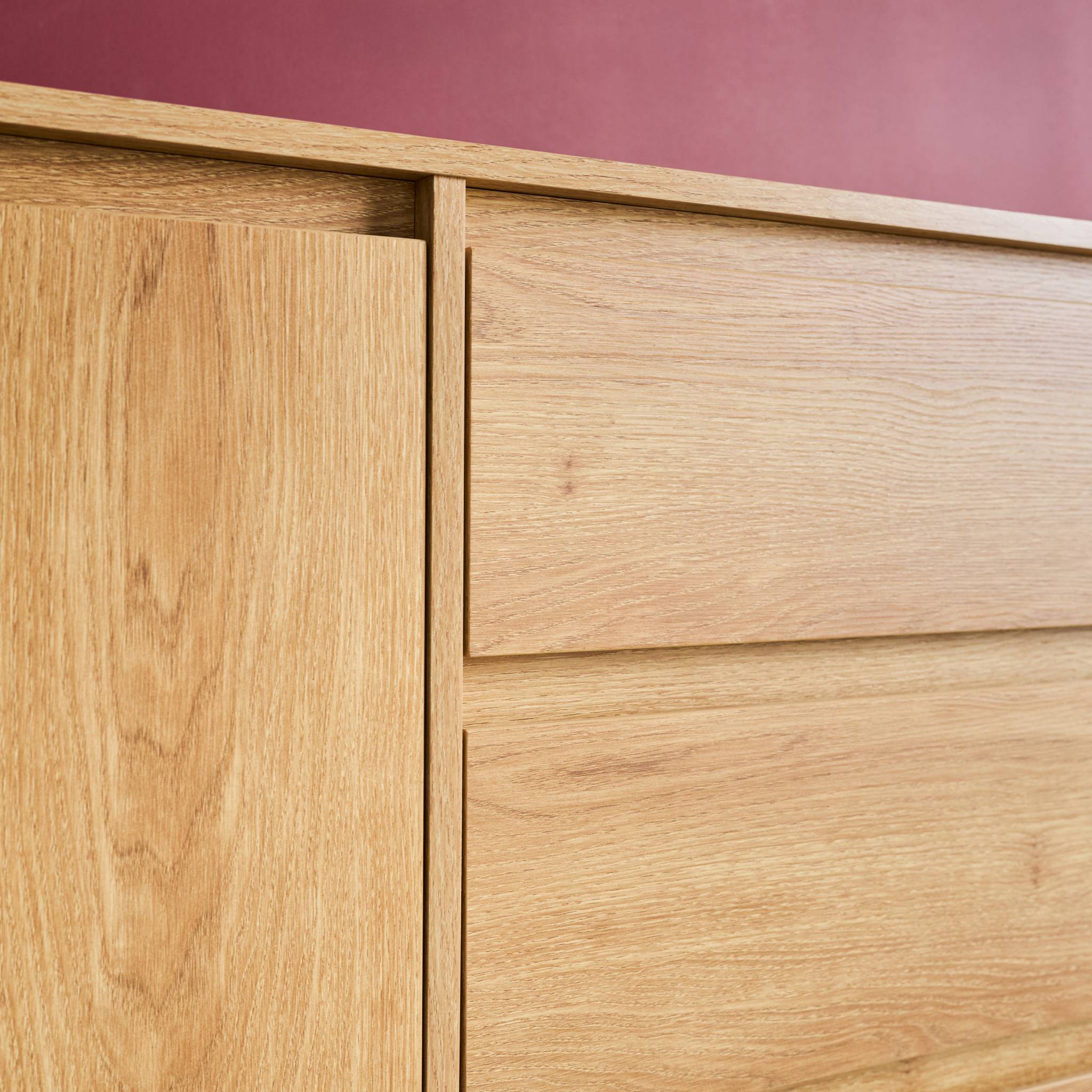Credenza decorazione legno 2 ante 3 cassetti 150cm, marrone naturale