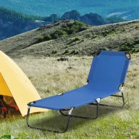 Lettino da Giardino con Schienale Regolabile in 5 Posizioni, in Acciaio e Tessuto Oxford, 188x56x28 cm, Blu