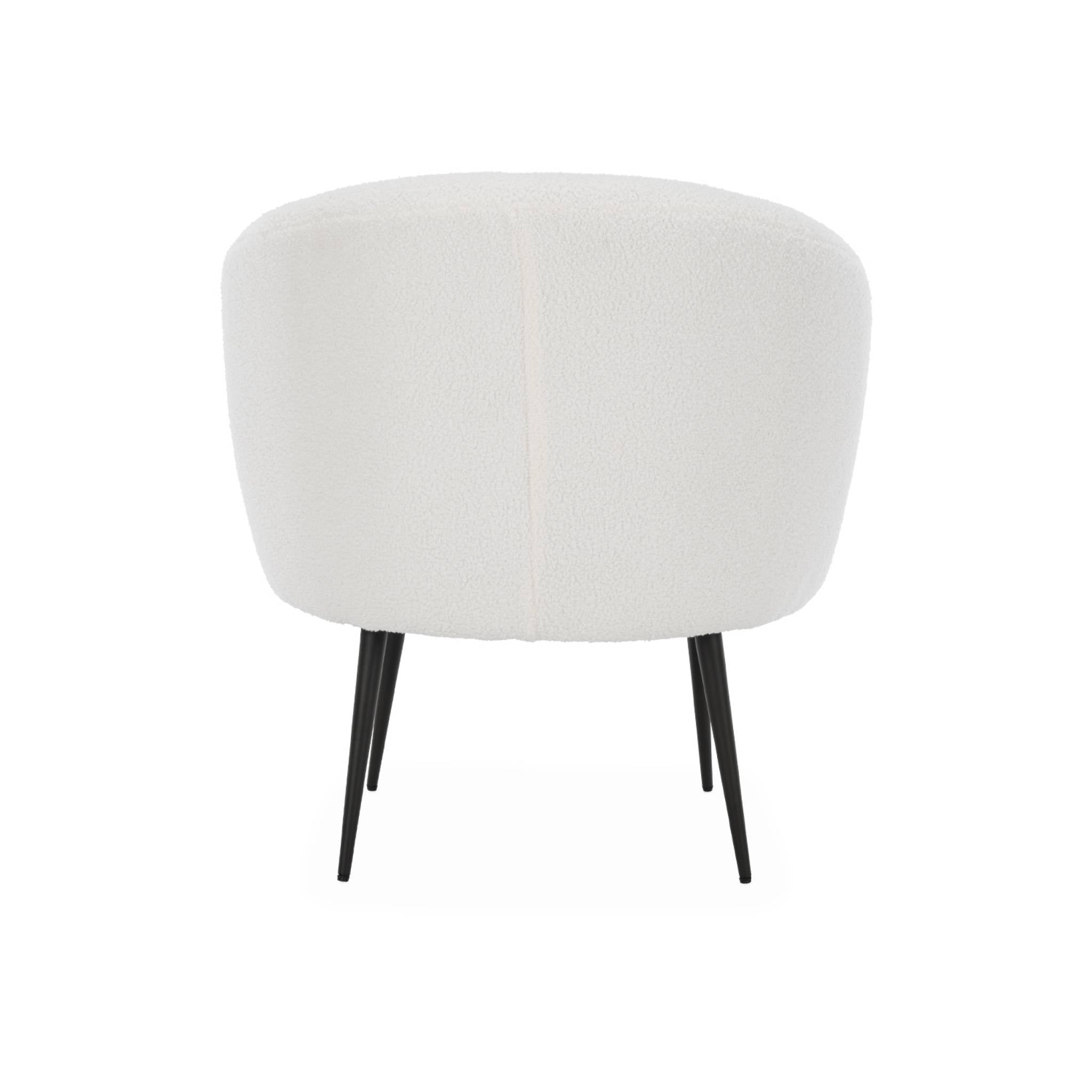 Poltrona di design in boulcé bianca e metallo, crema