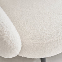 Poltrona di design in boulcé bianca e metallo, crema