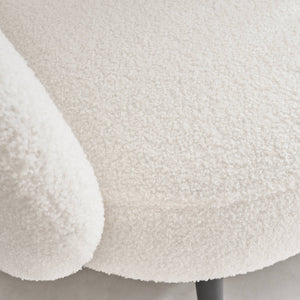 Poltrona di design in boulcé bianca e metallo, crema