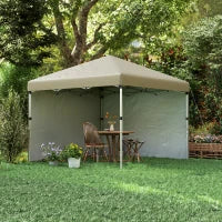 Gazebo da Giardino Pop-up Pieghevole Regolabile in Altezza Protezione UV 30+, 2 Pareti Laterali, Sacca da Trasporto Inclusa, Beige