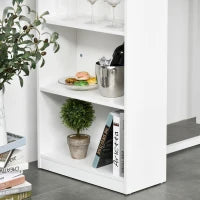 Tavolo Alto da Cucina e Bar con 3 Mensole, Struttura in Acciaio e MDF, Stile Moderno, Bianco, 115x55x100cm