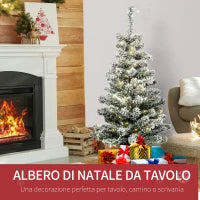 Albero di Natale Artificiale Innevato con 60 Luci LED Bianche e 116 Rami, Albero di Natale con Luci Incorporate, Base con Vaso Rimovibile, Φ40x90cm, Verde