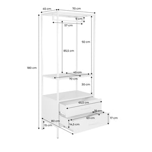 Mobile d'ingresso, appendiabiti in metallo con guardaroba e 2