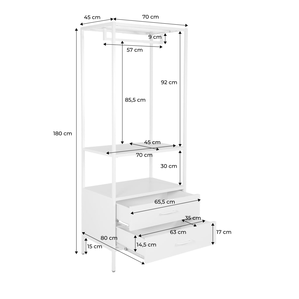 Mobile d'ingresso, appendiabiti in metallo con guardaroba e 2