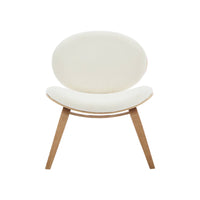 Poltrona con finiture effetto legno curvato e tessuto bouclé, quercia